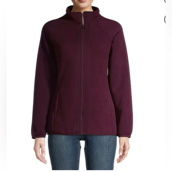 Time and Tru 1X Women's Sweater Fleece Full-Zip Purple Jacket - Picture 1 of 12